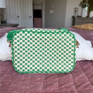 Green and White Checkered Women's Bag